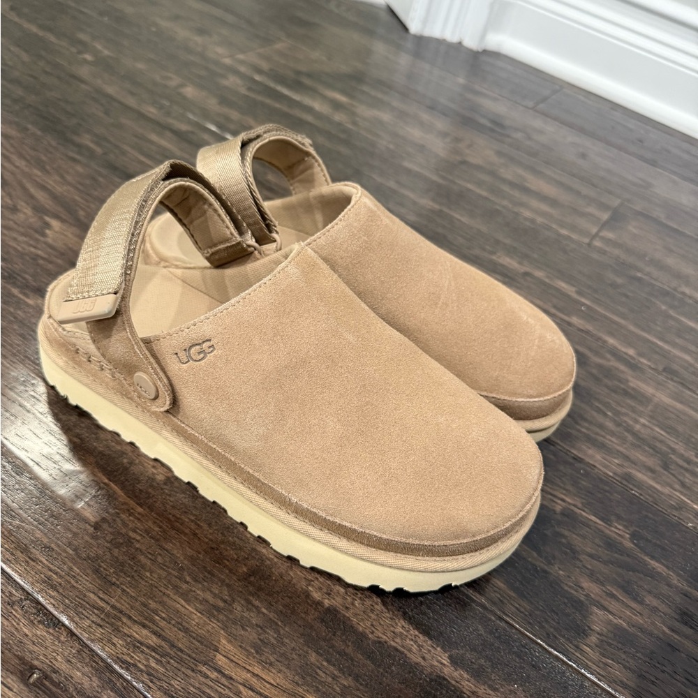 UGG Beige Suede Slingback Clogs